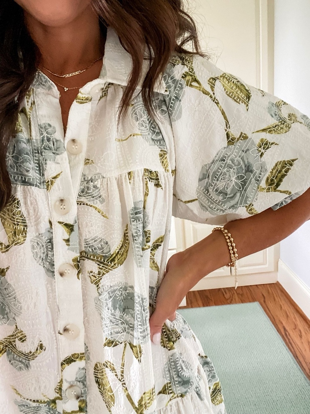 Anthropologie En Saison Mallory Shirt Dress Sz S Oversized Babydoll Coastal - Picture 2 of 12
